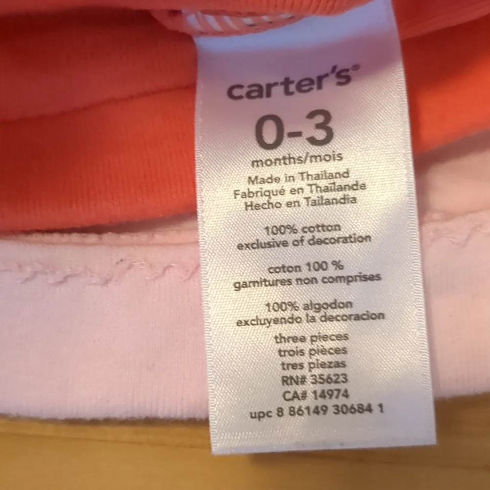 Carter's baby girl hats size 0-3 months light pink and coral color 100% cotton